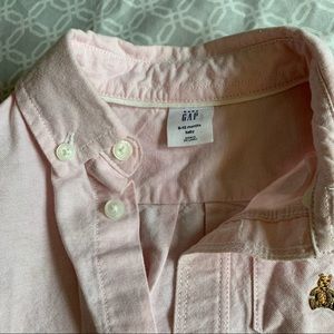Baby pink boys button down onesie. Gap